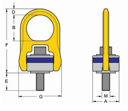 Swivel hoist ring with UNC threaded bolt dimensions